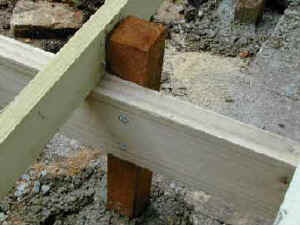 Deck joist on top of deck base bearer