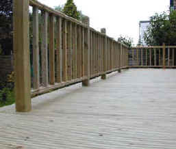 Balustrades finishe off the softwood deck