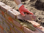 The prepared brick laid onto the previously prepared mortar bed